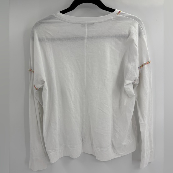 Lisa Todd white Top preppy Comfort cotton snitched long sleeve size small - Picture 8 of 13